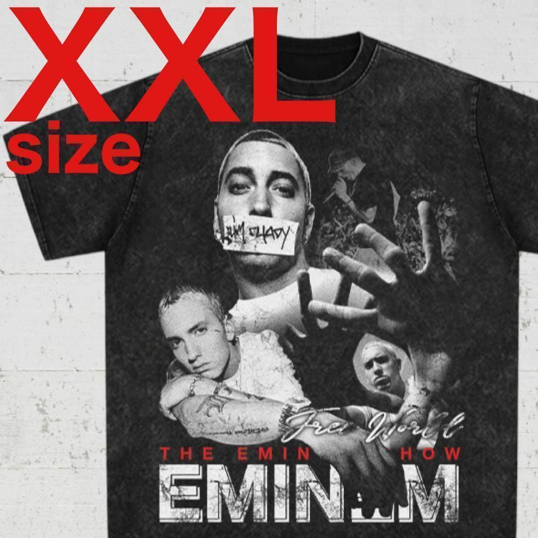 EMINEM（エミネム）モノクロプリント　ラップTシャツ　ブラック　XXLサイズ