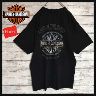 ハーレーダビッドソン(Harley Davidson)の【USA製】ハーレーダビッドソン　裏表ロゴ入りTシャツ　人気ブラック　E637(Tシャツ/カットソー(半袖/袖なし))