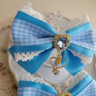 ねこちゃんといちごハートなヘアクリップ リボン姫系 地雷系 量産型 ...