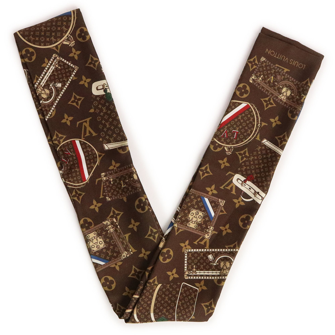 LOUIS VUITTON Brown Monogram Trunk Bandeau Silk Scarf 120cm M72395