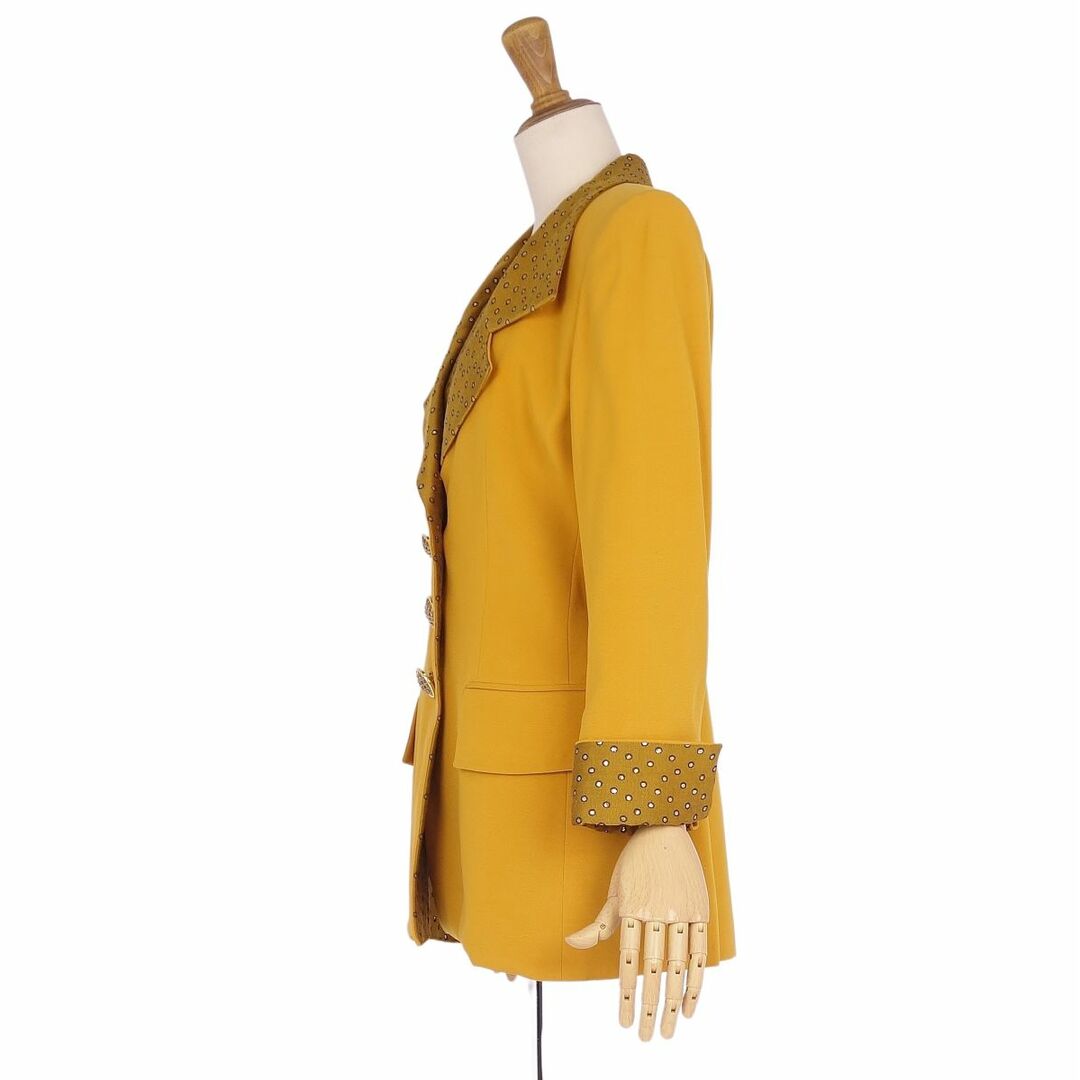 美品 Vintage クリスチャンディオール Christian Dior アンサンブル テーラードジャケット ブラウス ウール 総柄 レディース 9(M相当) オレンジ/ブラウン 3