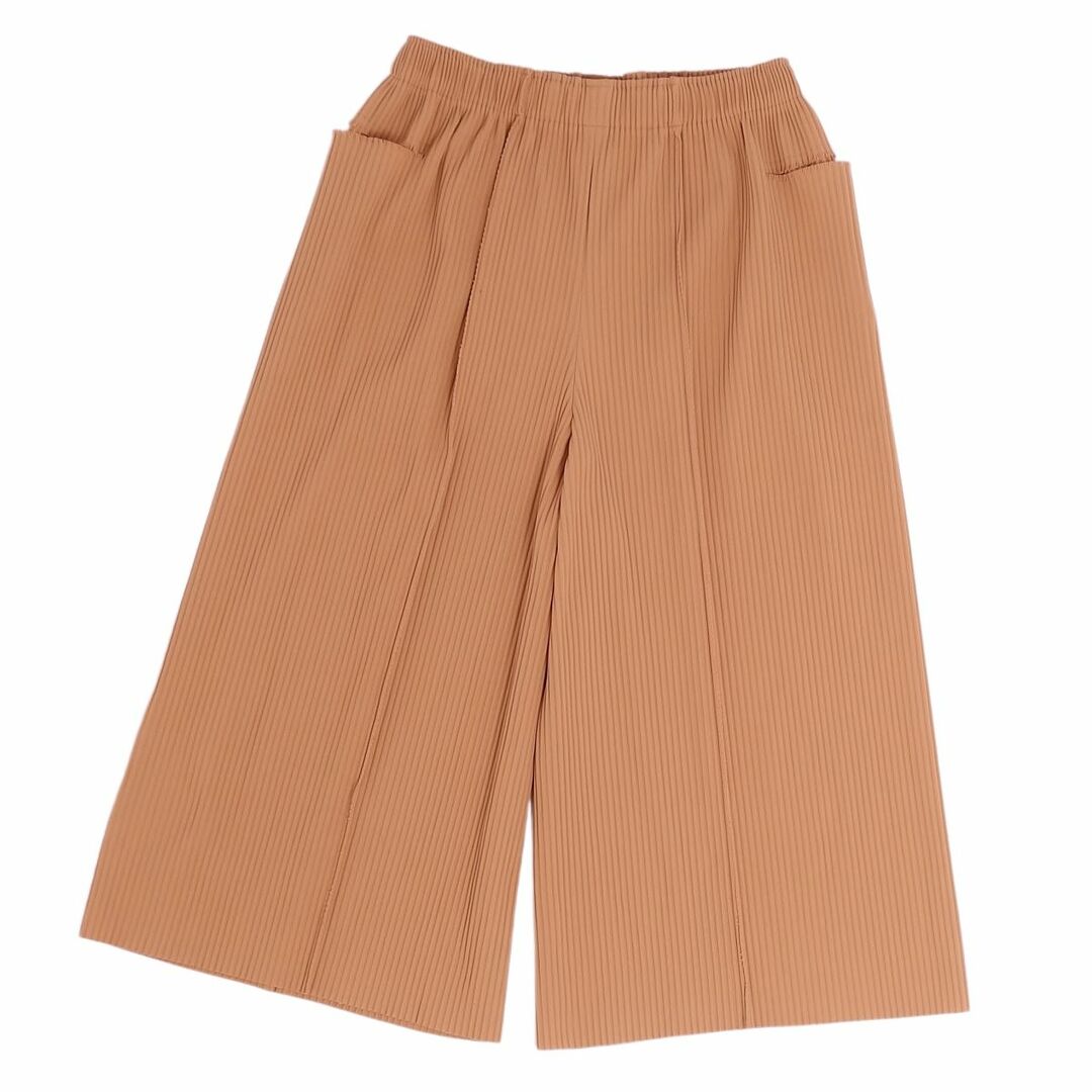 美品 ミーイッセイミヤケ me ISSEY MIYAKE パンツ ワイドパンツ 七分丈 プリーツ 無地 ボトムス レディース フリー(M相当) ベージュ