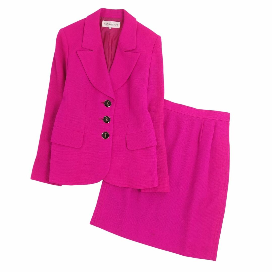 Vintage イヴサンローラン Yves Saint Laurent セットアップ スカートスーツ ジャケット スカート 無地 レディース 36(S相当) ピンク | フリマアプリ ラクマ