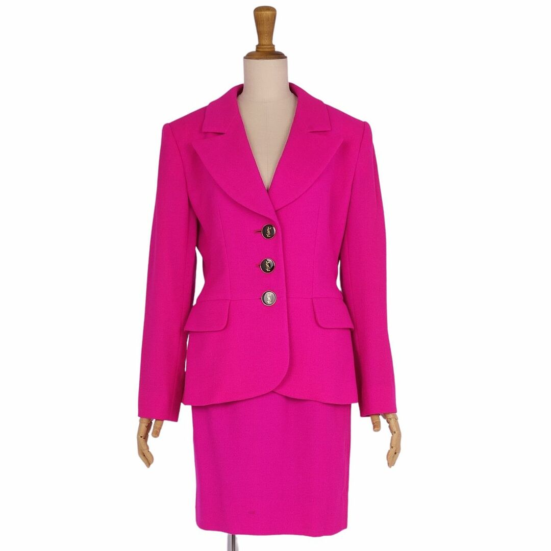 Vintage イヴサンローラン Yves Saint Laurent セットアップ スカートスーツ ジャケット スカート 無地 レディース 36(S相当) ピンク
