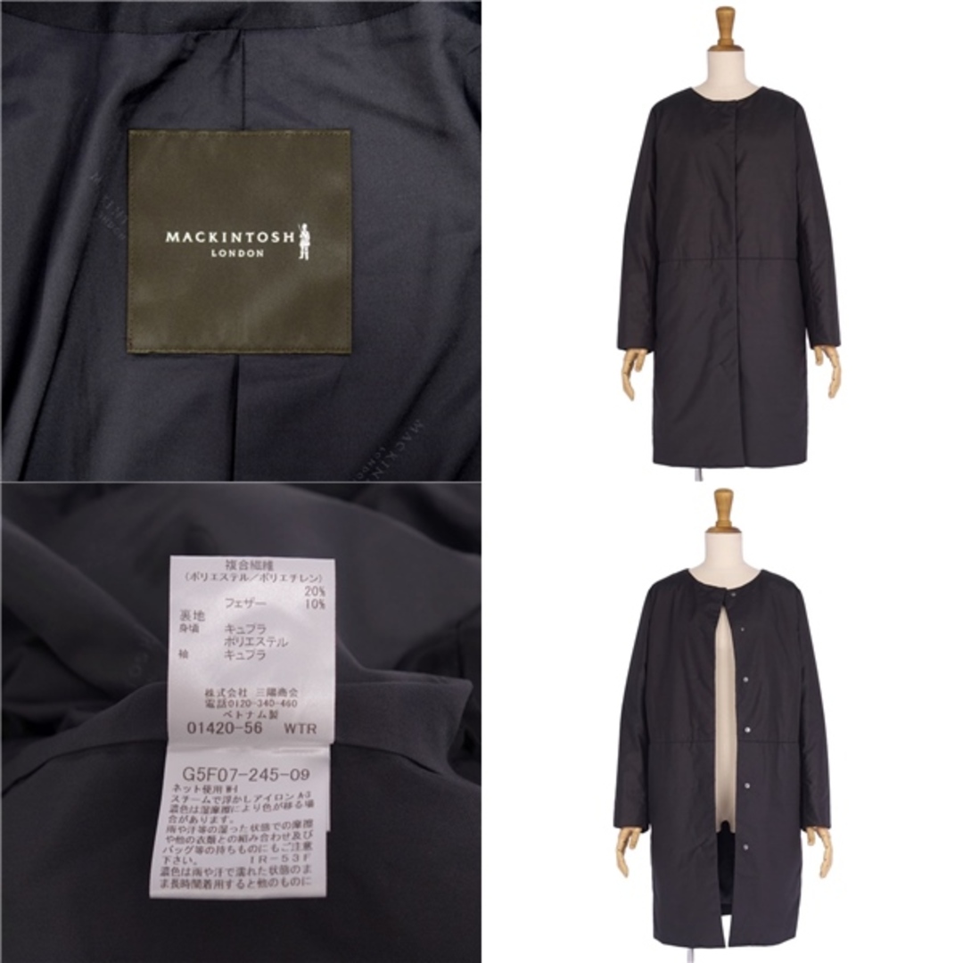 MACKINTOSH(マッキントッシュ)の美品 マッキントッシュ MACKINTOSH LONDON コート ノーカラー ダウンコート 無地 アウター レディース 36(S相当) ブラック レディースのジャケット/アウター(その他)の商品写真