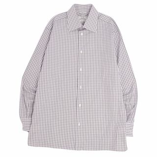 エルメス(Hermes)の美品 エルメス HERMES シャツ ロングスリーブ チェック セリエボタン コットン トップス メンズ 42/16 1/2(L相当) グレー(シャツ)