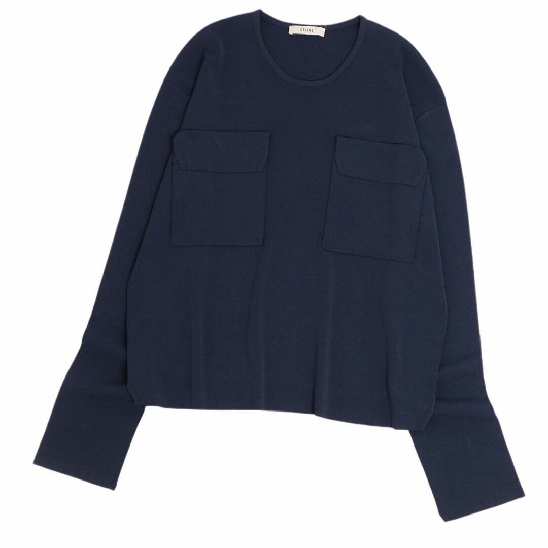 美品 セリーヌ CELINE ニット セーター フィービー期 プルオーバー ジャージー トップス レディース M ネイビー | フリマアプリ ラクマ