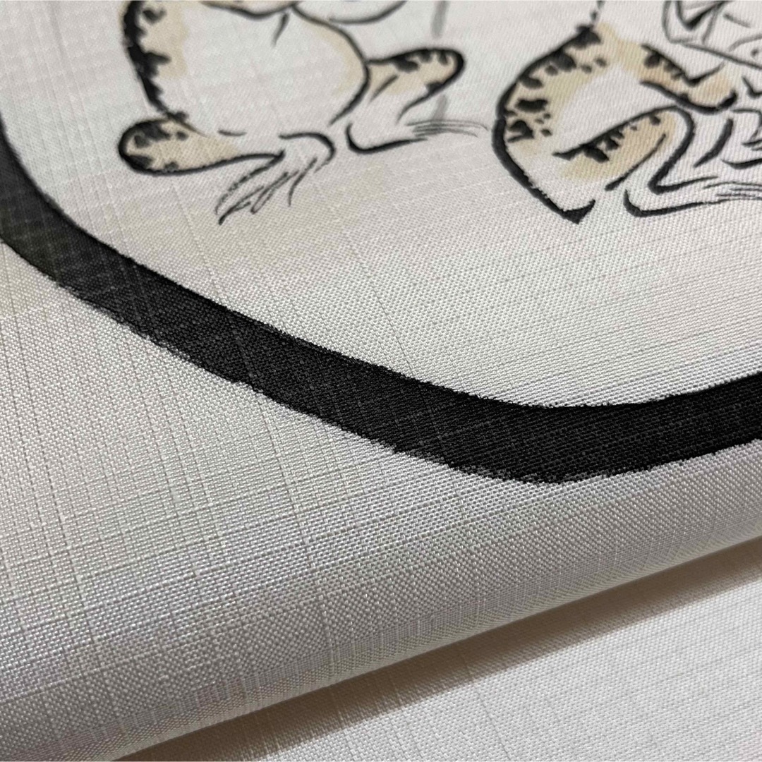 たしろ屋 鳥獣戯画 カエル 紅梅紬 正絹 手描き染 名古屋帯 - minik.hr