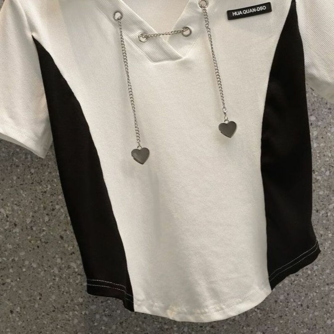 バイカラーポロシャツ　ブラック レディースのトップス(Tシャツ(半袖/袖なし))の商品写真