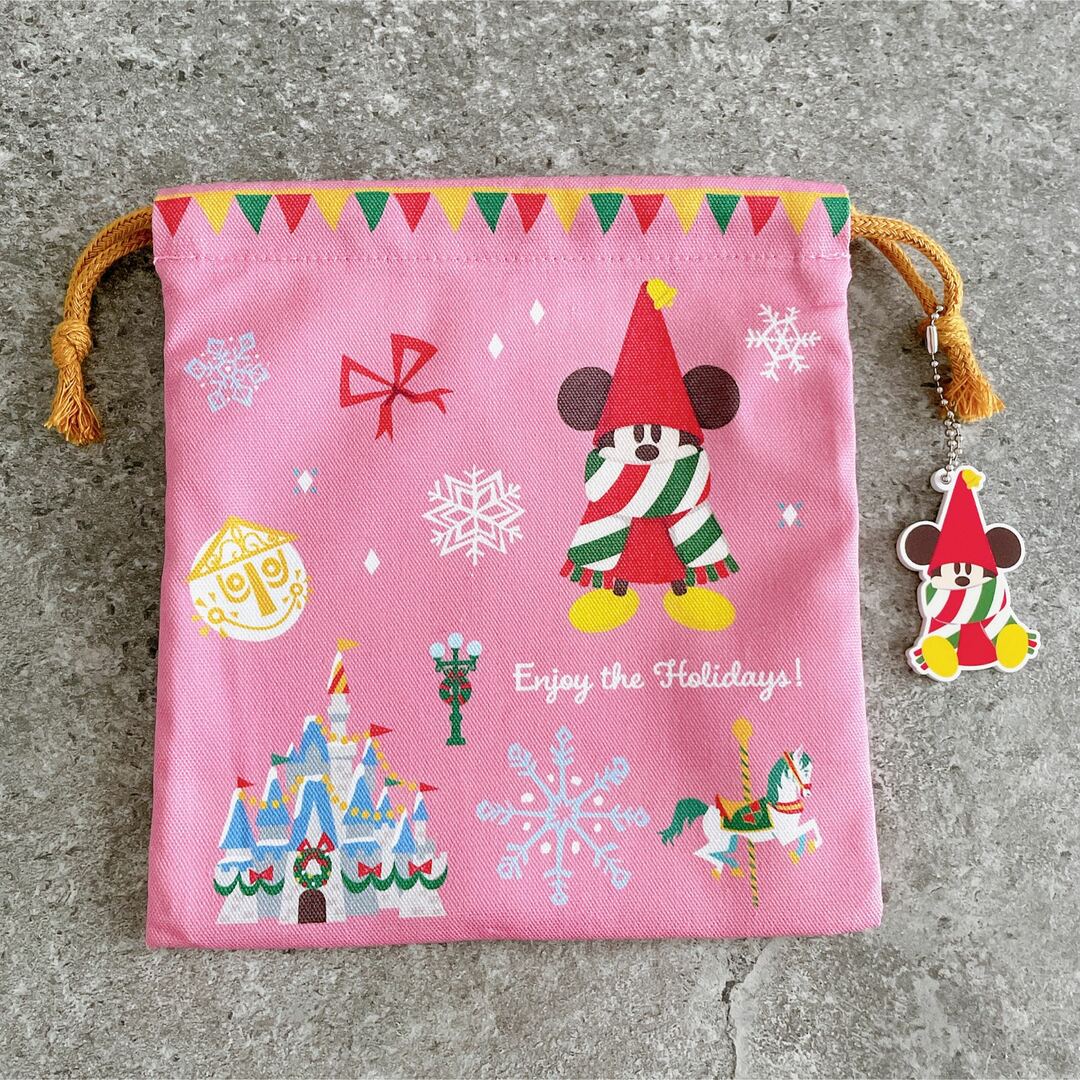 Disney(ディズニー)の【3日間限定お値下げ！】Disney Xmas限定　巾着 エンタメ/ホビーのおもちゃ/ぬいぐるみ(キャラクターグッズ)の商品写真