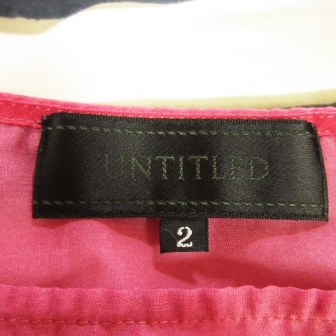 UNTITLED(アンタイトル)のアンタイトル ブラウス カットソー シアー 半袖 透け感 ボーダー 2 ピンク レディースのトップス(シャツ/ブラウス(半袖/袖なし))の商品写真