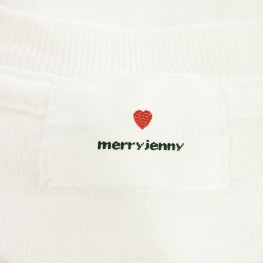 merry jenny(メリージェニー)のメリージェニー Tシャツ 半袖 ニャー レインボープリント 猫 コットン F 白 レディースのトップス(Tシャツ(半袖/袖なし))の商品写真