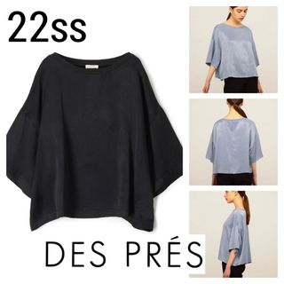 デプレ(DES PRES)の22ss 美品■DES PRES デプレ■ソフトサテン ワイド ブラウス 黒(シャツ/ブラウス(半袖/袖なし))