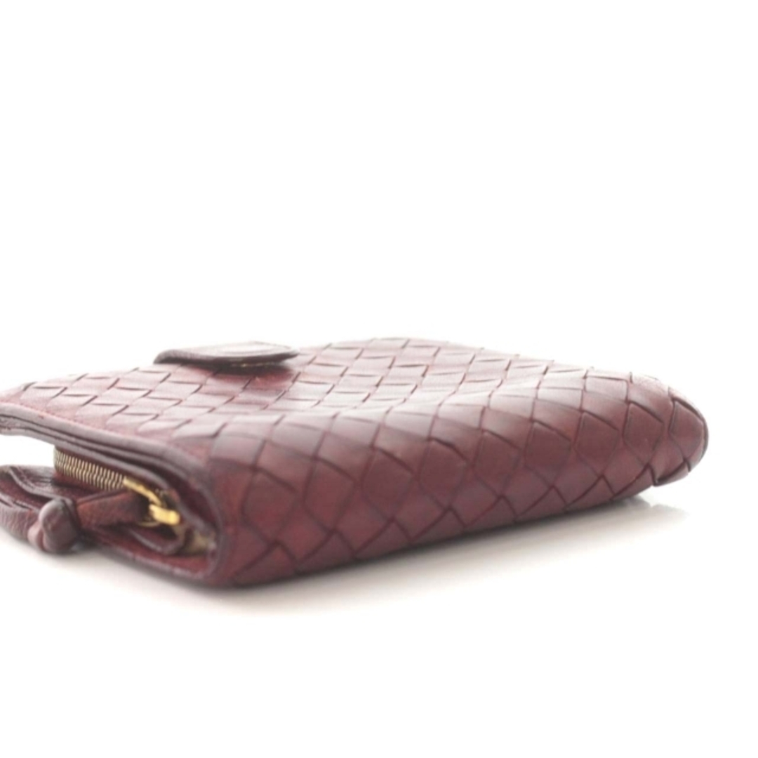 Bottega Veneta(ボッテガヴェネタ)のボッテガヴェネタ 財布 二つ折り イントレチャート レザー ボルドー レディースのファッション小物(財布)の商品写真