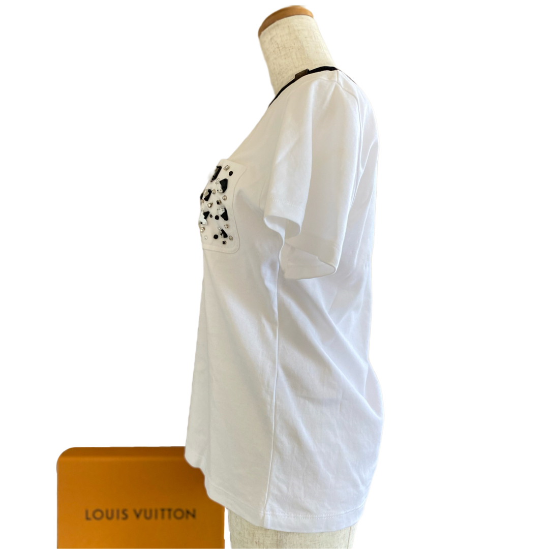LOUIS VUITTON(ルイヴィトン)の【 LOUIS VUITTON 】Tシャツ ホワイト ビジュー　クリスタル レディースのトップス(Tシャツ(半袖/袖なし))の商品写真
