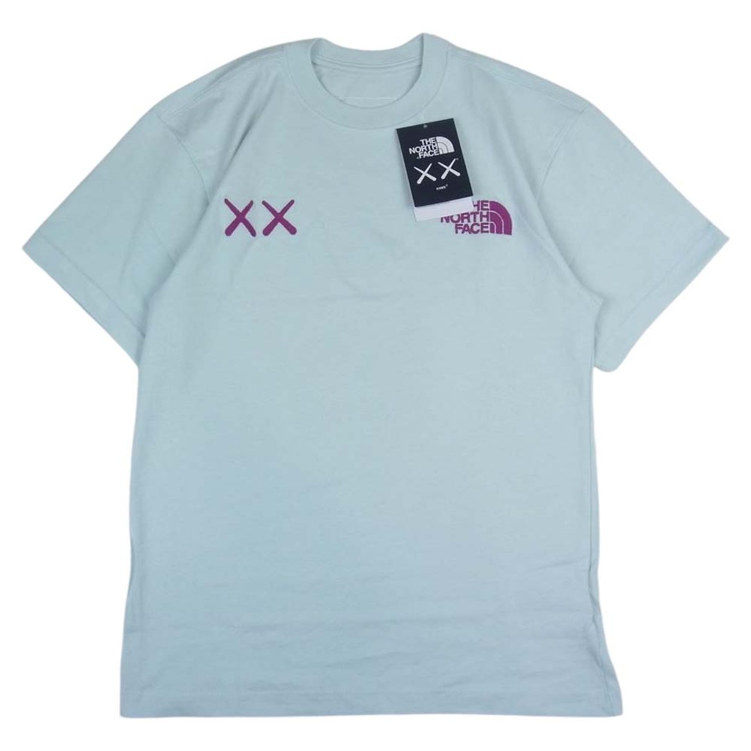 THE NORTH FACE ノースフェイス NF0A7WLL0UF × KAWS S/S TEE ロゴ 刺繍 半袖 Tシャツ  WLL0UF KAWS SS TEE ブルー系 XS【極上美品】