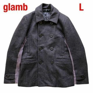 Glambグラム ウールPコート 切り替え グレー L ピーコート-