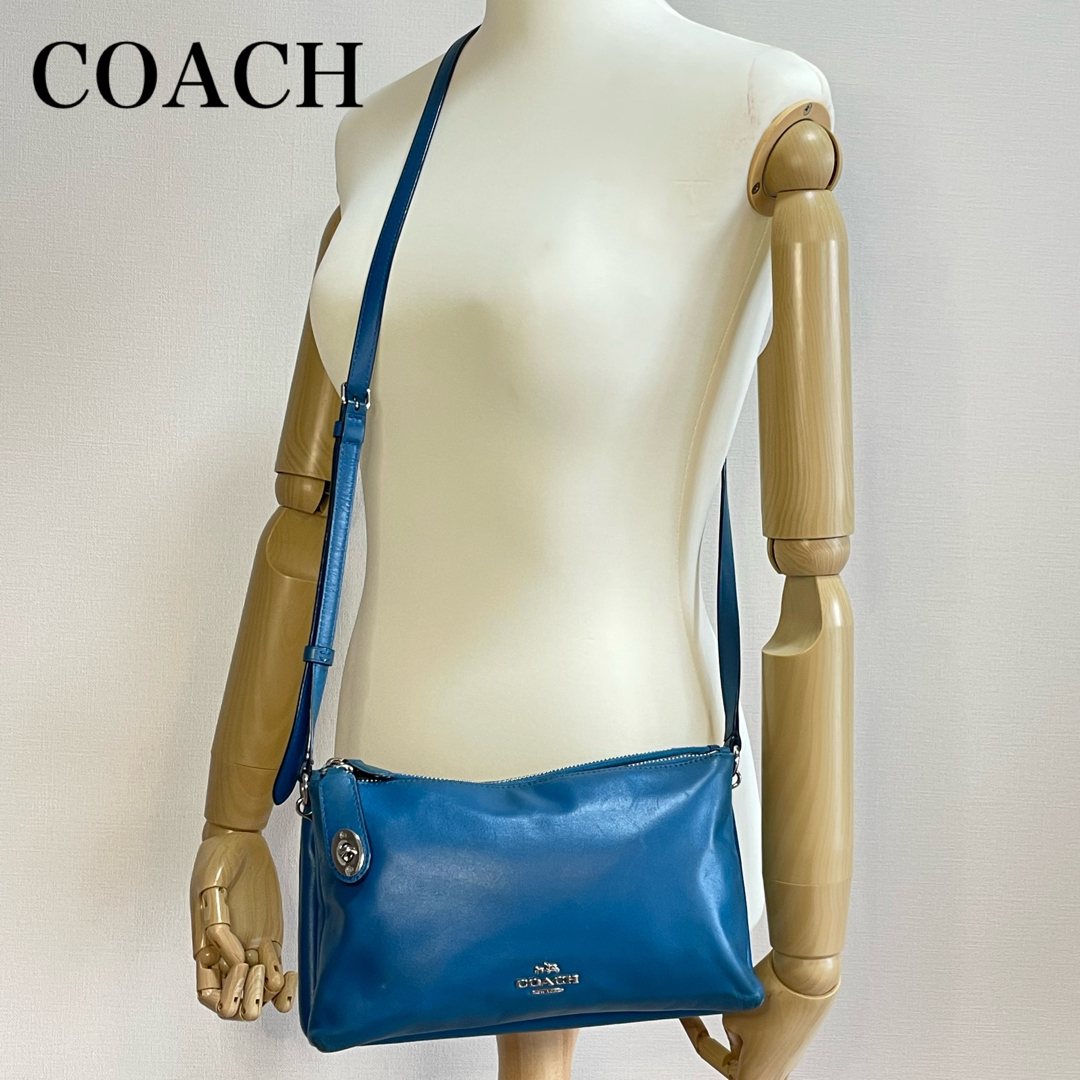 COACH 美品COACH コーチ レザー ショルダーバッグ ブルー ターンロックの通販 by ✳︎mii✳︎即購入OKです♪|コーチならラクマ ■美品■ COACH コーチ シグネチャーレザー ショルダーバッグ ターンロック