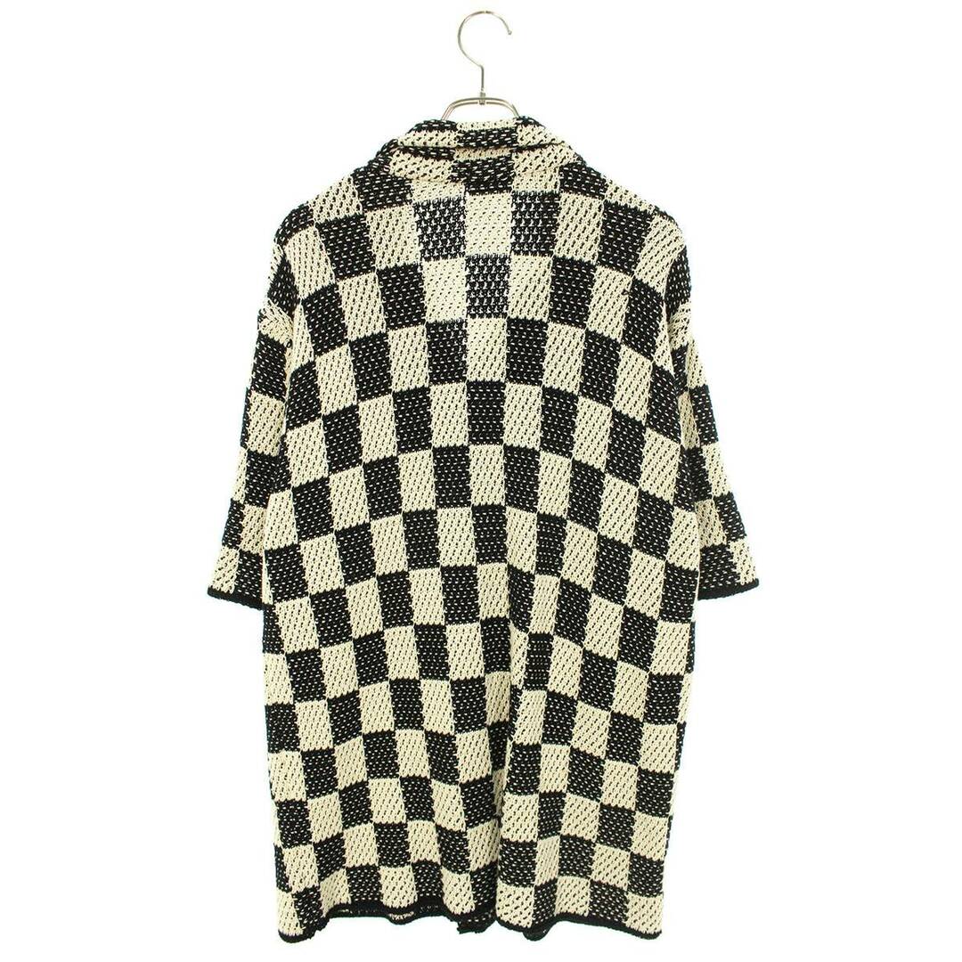 アスクユアセルフ ASKYURSELF  23SS  Checkered Crochet Shirt チェッカーフラッグニット半袖シャツ メンズ L