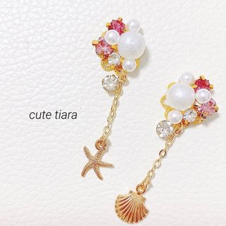 数量限定❤️ピンクパール×マリンチャームピアスイヤリング(ピアス)