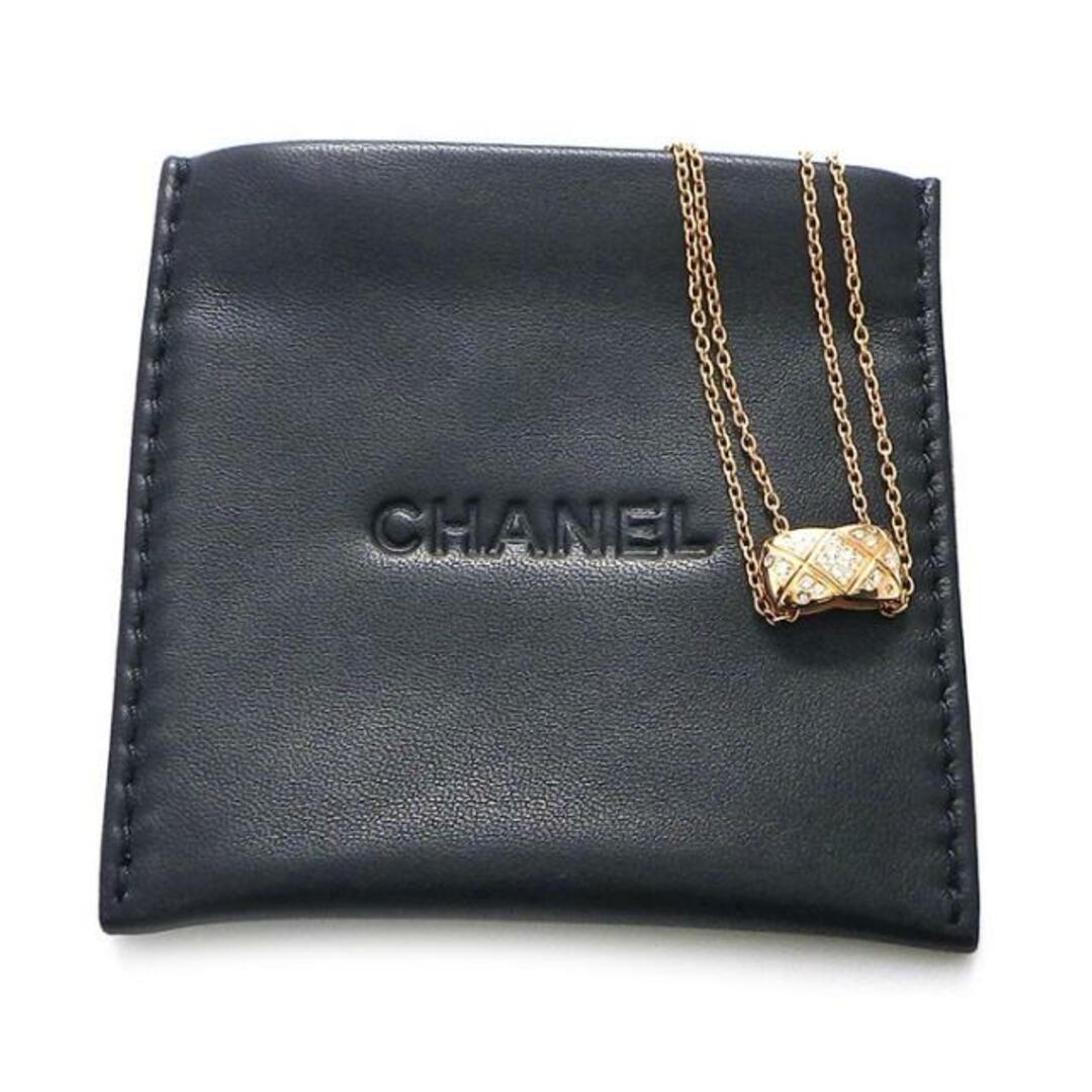 素材K18ベージュゴールドシャネル CHANEL ネックレス ココクラッシュ J11359 廃盤 マトラッセ キルティング パヴェ ダイヤモンド ベージュゴールド K18BG