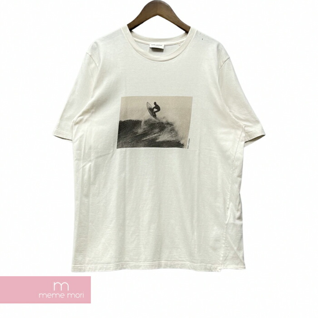 SAINT LAURENT PARIS 2021SS Graphic Print Surf Tee 646199 Y36AG サンローランパリ グラフィックプリントサーフTシャツ 半袖カットソー ダメージ加工 カットオフ 切替 ホワイト アイボリー サイズXS【230618】【-A】【me04】