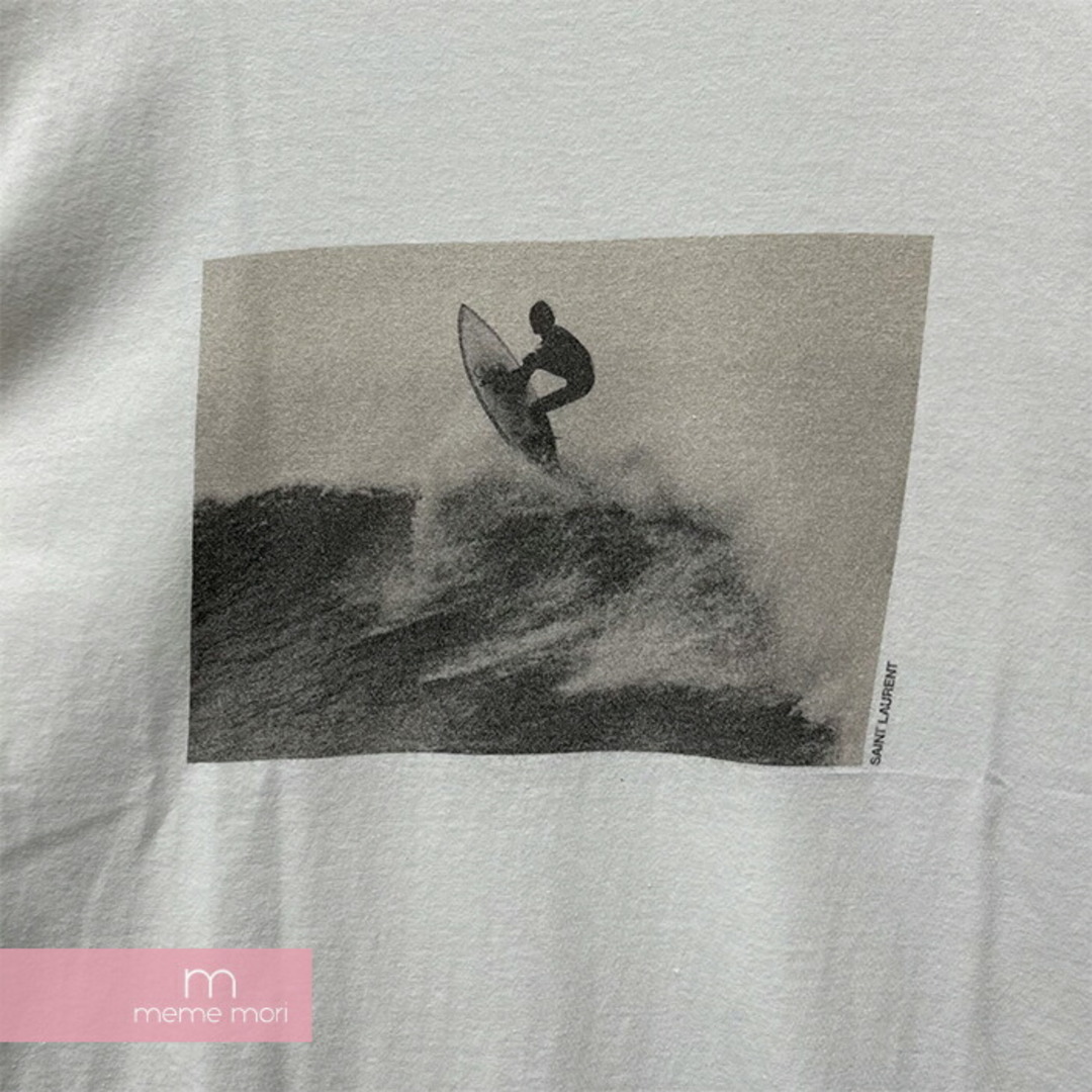 SAINT LAURENT PARIS 2021SS Graphic Print Surf Tee 646199 Y36AG サンローランパリ グラフィックプリントサーフTシャツ 半袖カットソー ダメージ加工 カットオフ 切替 ホワイト アイボリー サイズXS【230618】【-A】【me04】