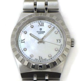 チュードル(Tudor)のチューダー(チュードル) TUDOR 腕時計 ロイヤル 34mm M28400-0005 デイト カレンダー 8ポイント ダイヤモンド インデックス ホワイトシェル 文字盤 白 SS 自動巻き 【箱・保付き】 【中古】(腕時計(アナログ))