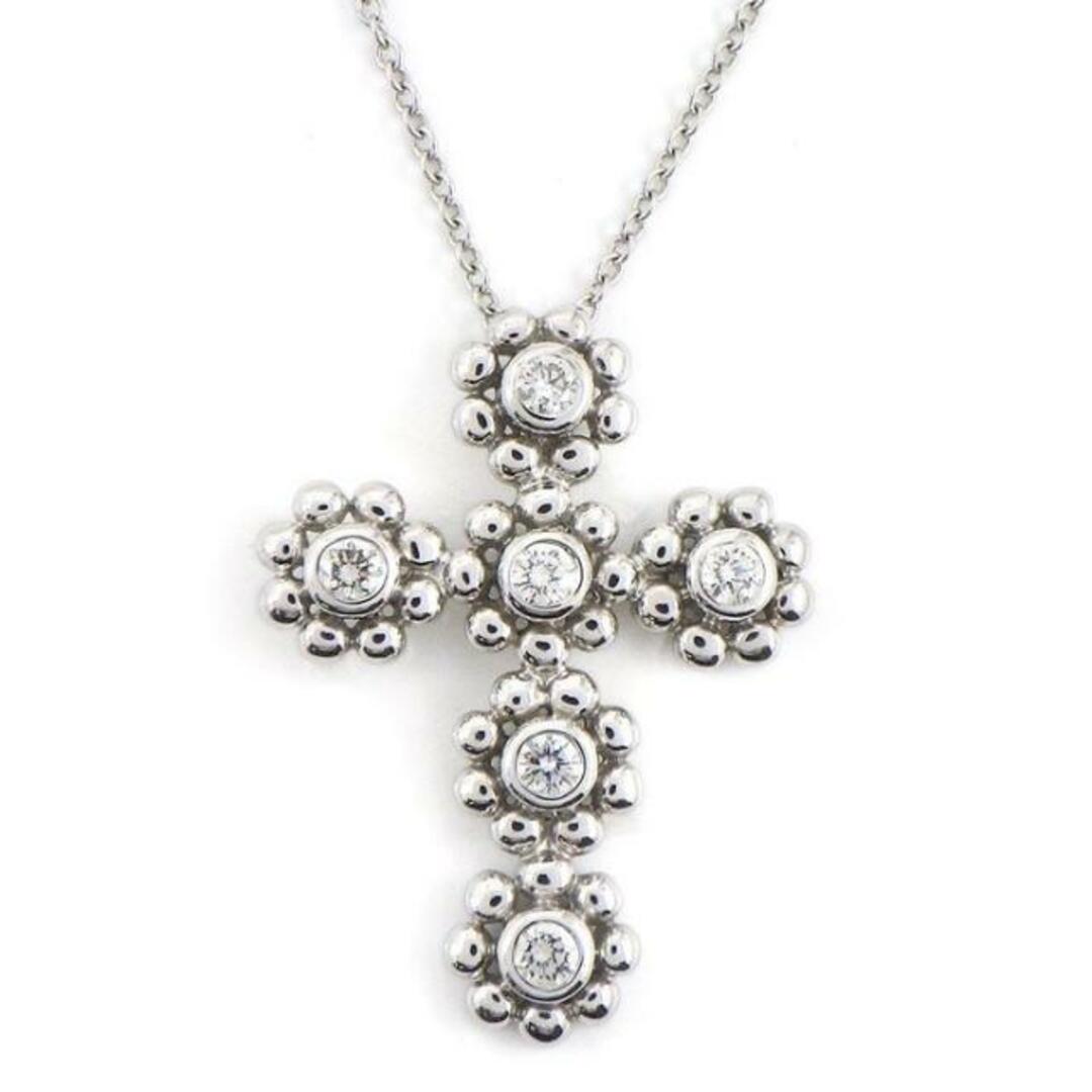 ティファニー Tiffany & Co. ネックレス クロス モチーフ ビーズベゼル 6ポイント ダイヤモンド K18WG