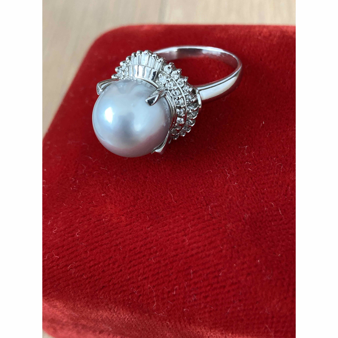 プラチナ900 パールリング　指輪　真珠　ダイヤモンド 1