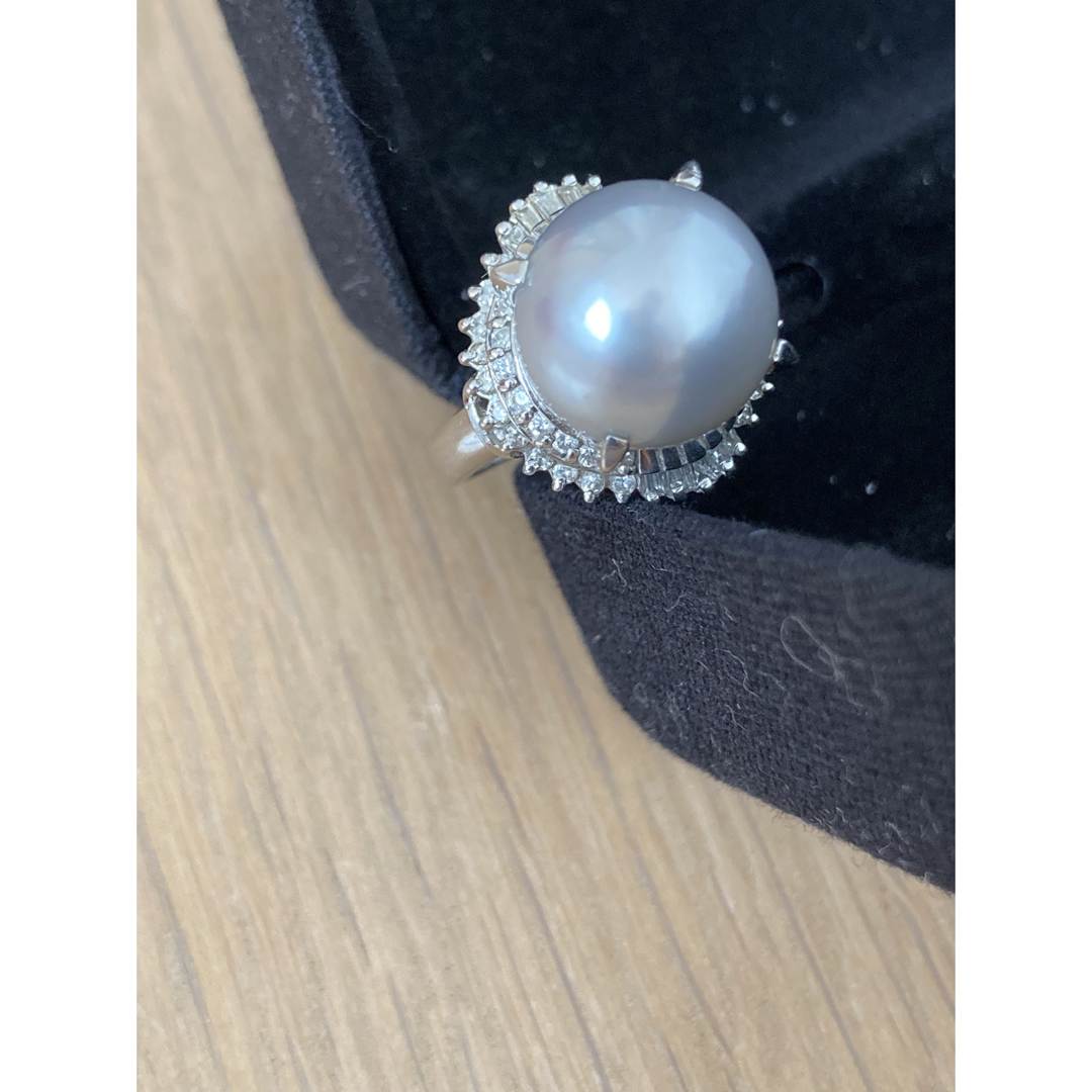 プラチナ900 パールリング　指輪　真珠　ダイヤモンド 3