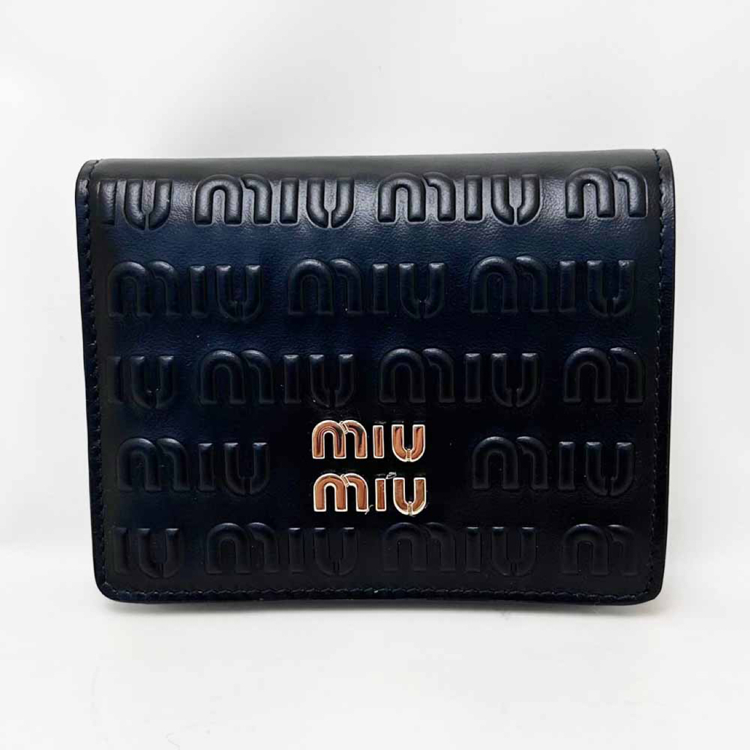 新品 MIUMIU ミュウミュウ 二つ折り財布 5MV204 ブラック