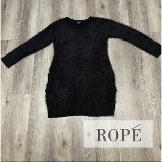 ロペ(ROPE’)のROPE コクーン　ニットワンピース　黒(ひざ丈ワンピース)