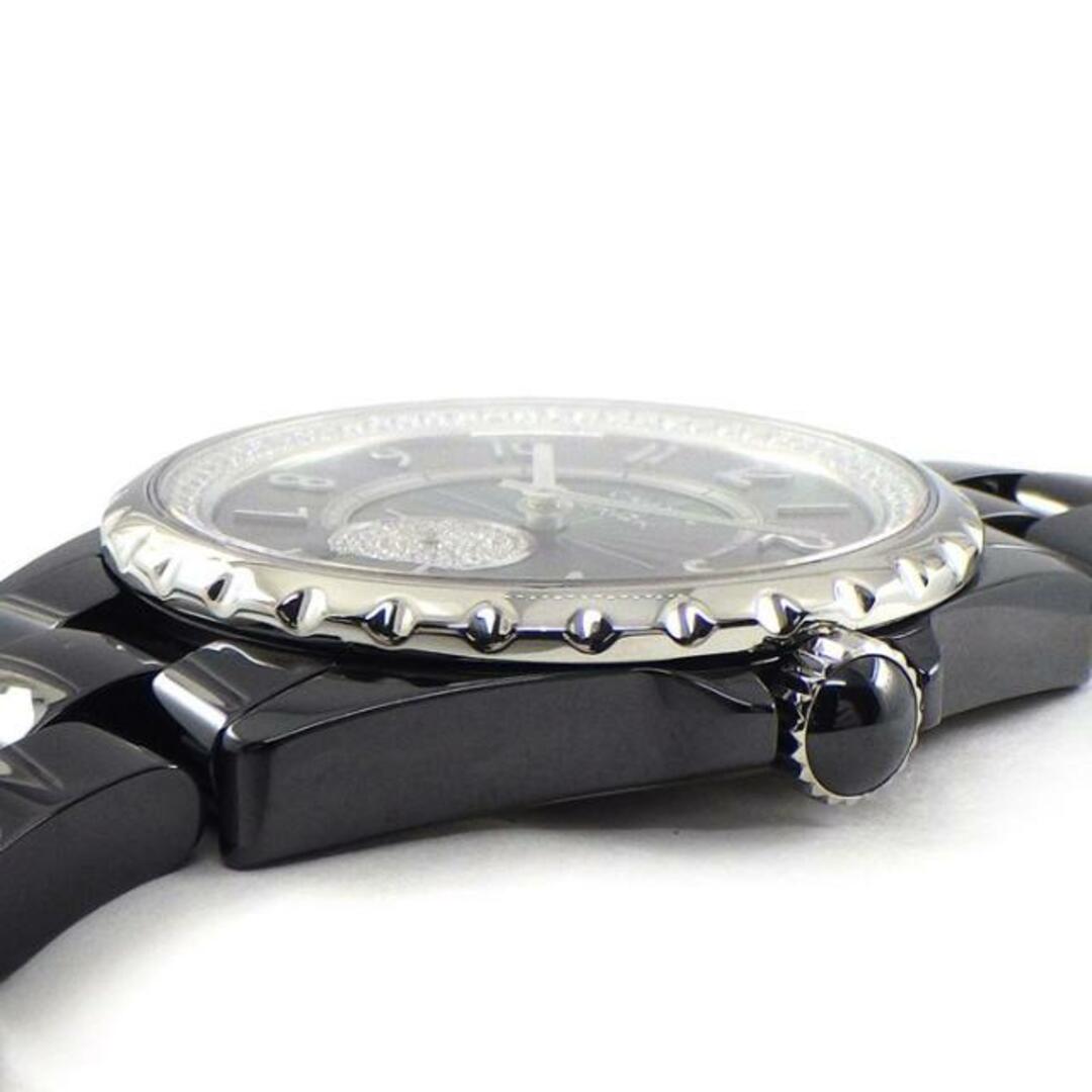 シャネル CHANEL 腕時計 J12 H3840 デイト カレンダー パヴェ ダイヤ スモールセコンド サークル ダイヤ ブラック ギョーシェ 文字盤 SS ブラック セラミック 黒 自動巻き