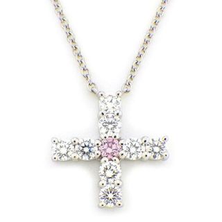 ハリーウィンストン(HARRY WINSTON)のハリーウィンストン HARRY WINSTON ネックレス シンボルズ バイ ミニクロス 稀少 レア ファンシー パープリッシュ ピンク カラー ダイヤモンド PT950 【中古】(ネックレス)