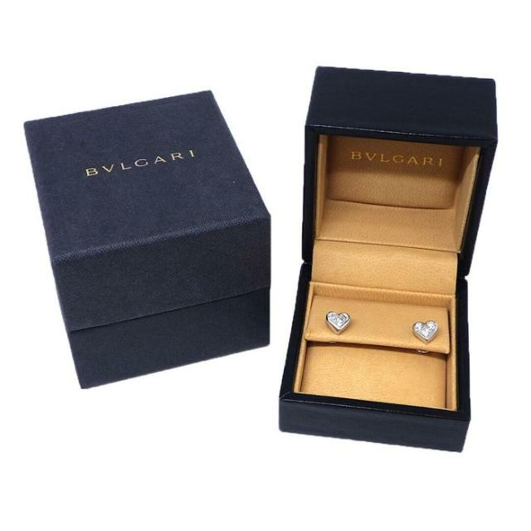 BVLGARI(ブルガリ)のブルガリ BVLGARI ピアス クオーレ ハート モチーフ プリンセスカット ダイヤモンド K18WG 【中古】 レディースのアクセサリー(ピアス)の商品写真