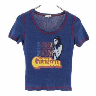 ヒステリックグラマー(HYSTERIC GLAMOUR)のヒステリックグラマー 半袖 プリント カットソー ネイビー系 HYSTERIC GLAMOUR ロゴ レディース 【中古】  【230619】 メール便可(カットソー(半袖/袖なし))