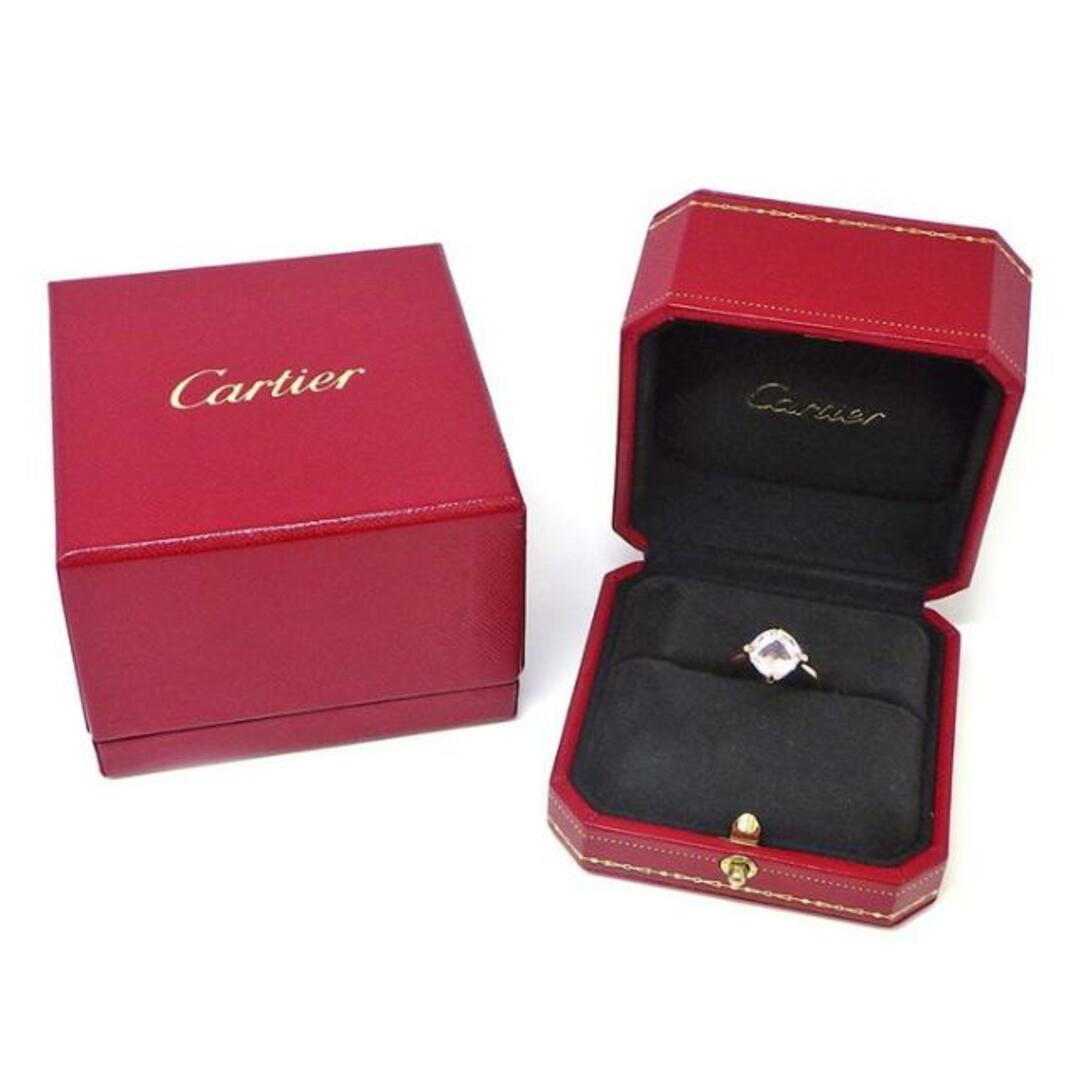 カルティエ Cartier リング インド ミステリューズ 1ポイント クッションカット ローズクォーツ 2ポイント ダイヤモンド K18PG 14.5号 / #55