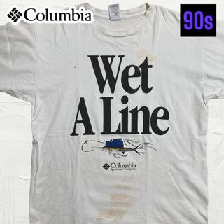 コロンビア(Columbia)のLVI  Tシャツ Columbia 90s USA製 白 コロンビア　釣り　魚(Tシャツ/カットソー(半袖/袖なし))