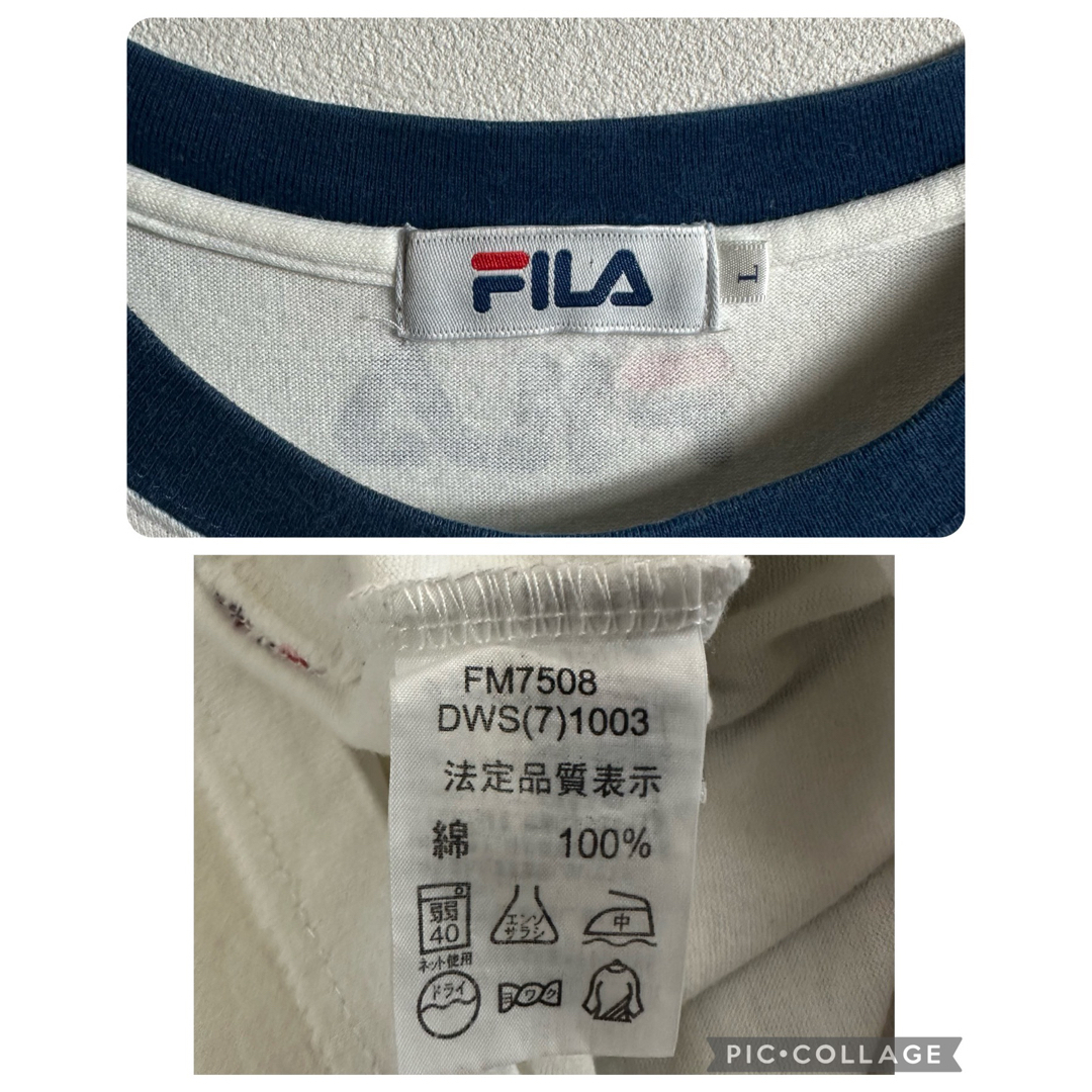 FILA フィラ　ラグランTシャツ　Lサイズ　半袖Tシャツ　ビッグロゴ