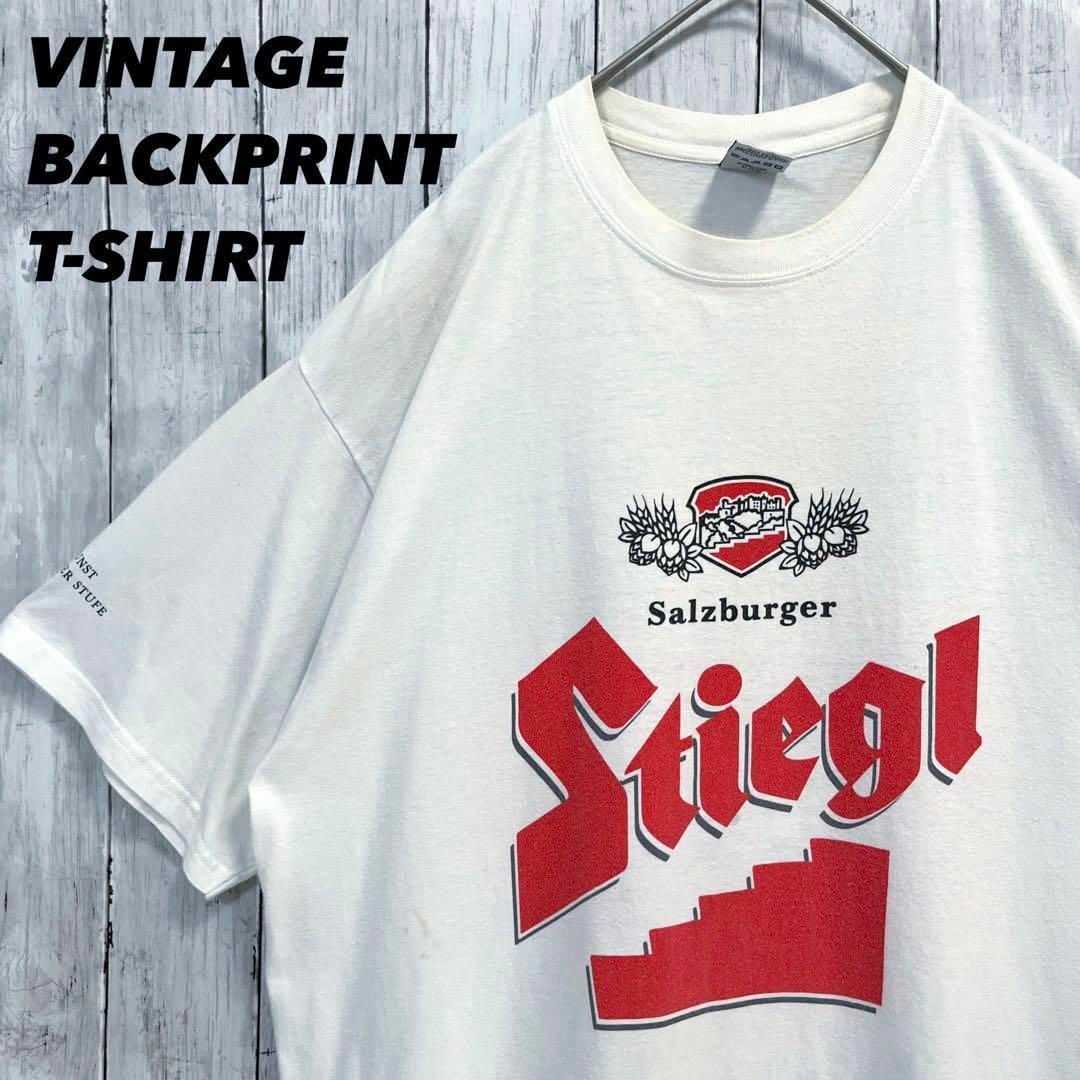 ヴィンテージオーストリアビールブランドSTIEGLバックプリントTシャツ白L