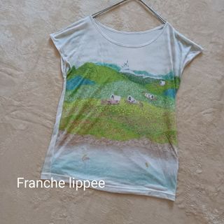 フランシュリッペ(franche lippee)のフランシュリッペ　お城と馬車と人魚　水彩画風　フレンチスリーブトップス　日本製(カットソー(半袖/袖なし))