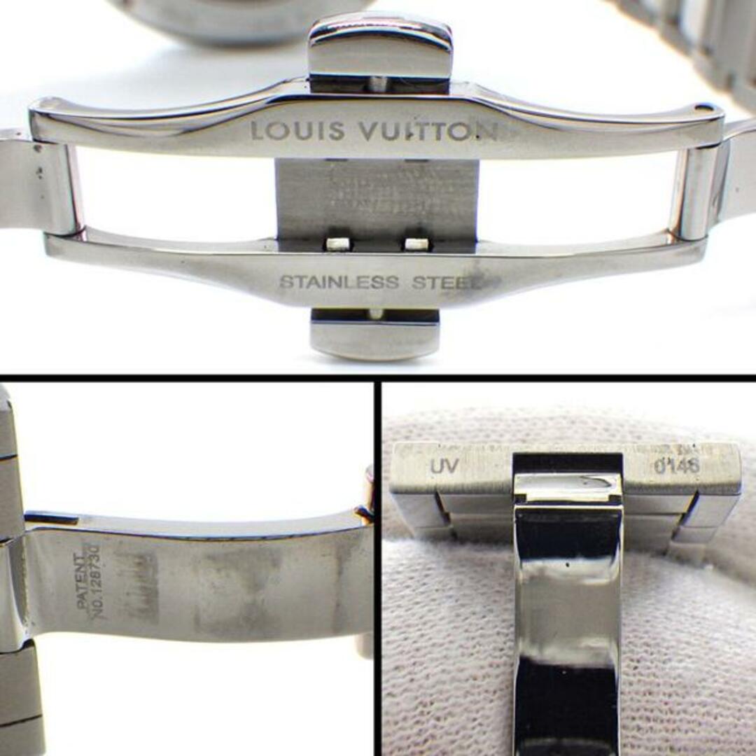 ルイ・ヴィトン LOUIS VUITTON 腕時計 ヴォヤジャー GMT Q7D311 デイ&ナイト表示 裏スケ V字 シルバー サンレイ 文字盤 SS 自動巻き 【箱・保付き】