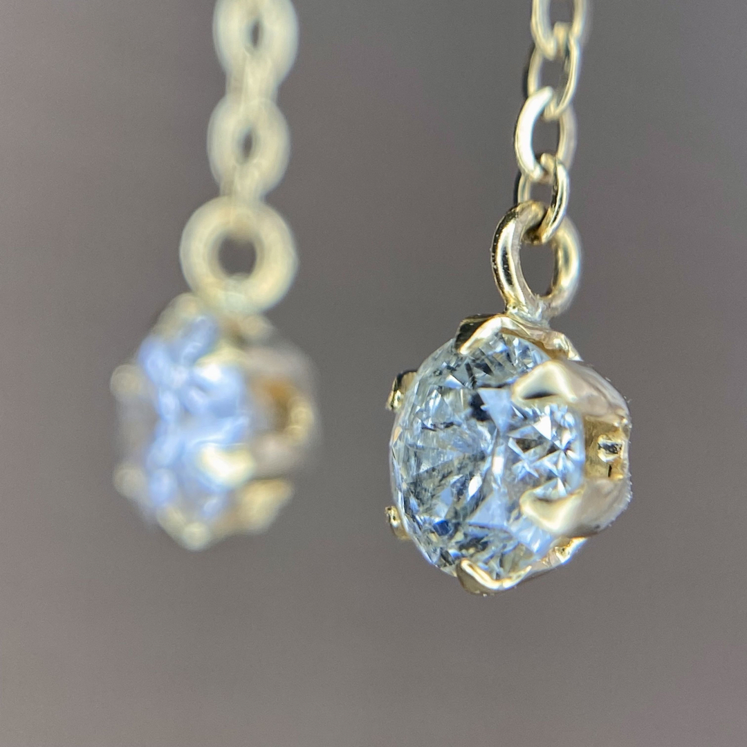 天然 ダイヤモンド ロングピアス 計0.31ct K18