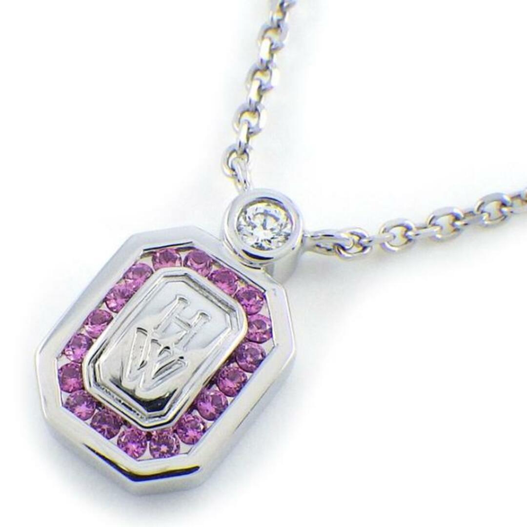 ハリーウィンストン HARRY WINSTON ネックレス HWロゴ PEPSPRD16HWL プレート 18ポイント ピンク サファイア 0.12ct 1ポイント ダイヤモンド 0.03ct PT950