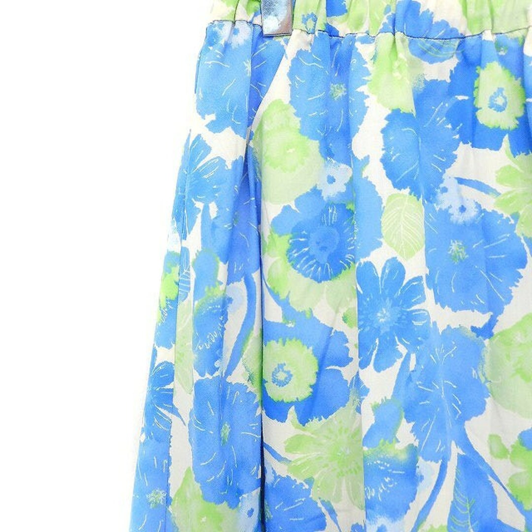 ルノンキュール Lugnoncure フレアスカート ひざ丈 ボタニカル柄 青 レディースのスカート(ひざ丈スカート)の商品写真