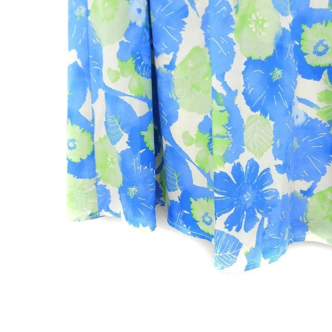 ルノンキュール Lugnoncure フレアスカート ひざ丈 ボタニカル柄 青 レディースのスカート(ひざ丈スカート)の商品写真
