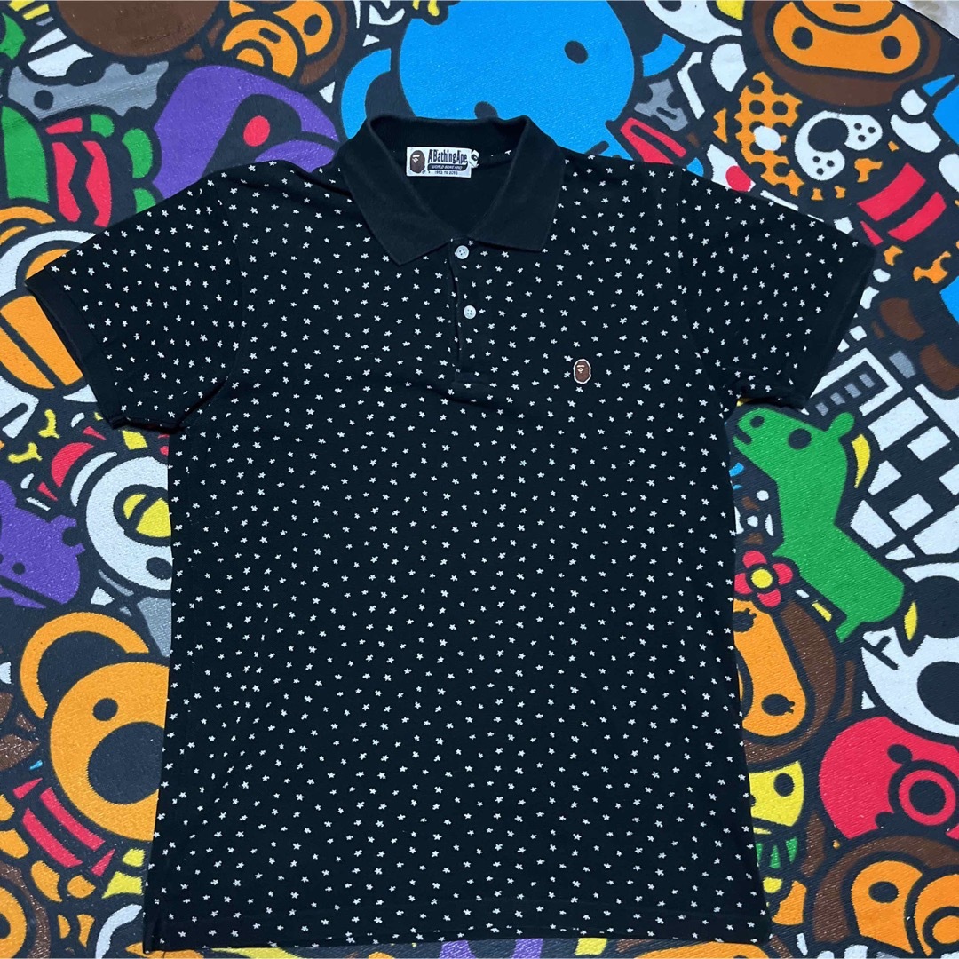 A BATHING APE(アベイシングエイプ)のAPE BAPE  KAWS STA ポロシャツ　総柄　tシャツ　M shark メンズのトップス(ポロシャツ)の商品写真