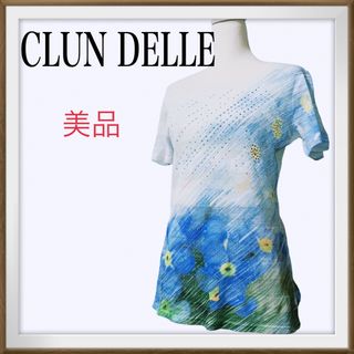 美品　CLUN DELLE キラキラビジュー　花柄　半袖　メッシュ　ト(カットソー(半袖/袖なし))