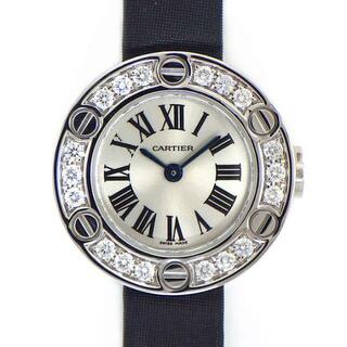 カルティエ(Cartier)のカルティエ Cartier 腕時計 ラブ ウォッチ WE800331 18ポイント ダイヤモンド ベゼル シルバー サンレイ 文字盤 K18WG ブラック サテン/革 ベルト クオーツアナログ 【中古】(腕時計)